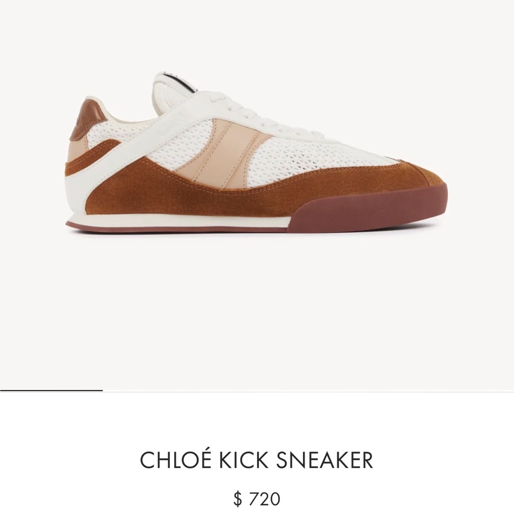 CHLOE Women’s White and Brown Kick Sneakers